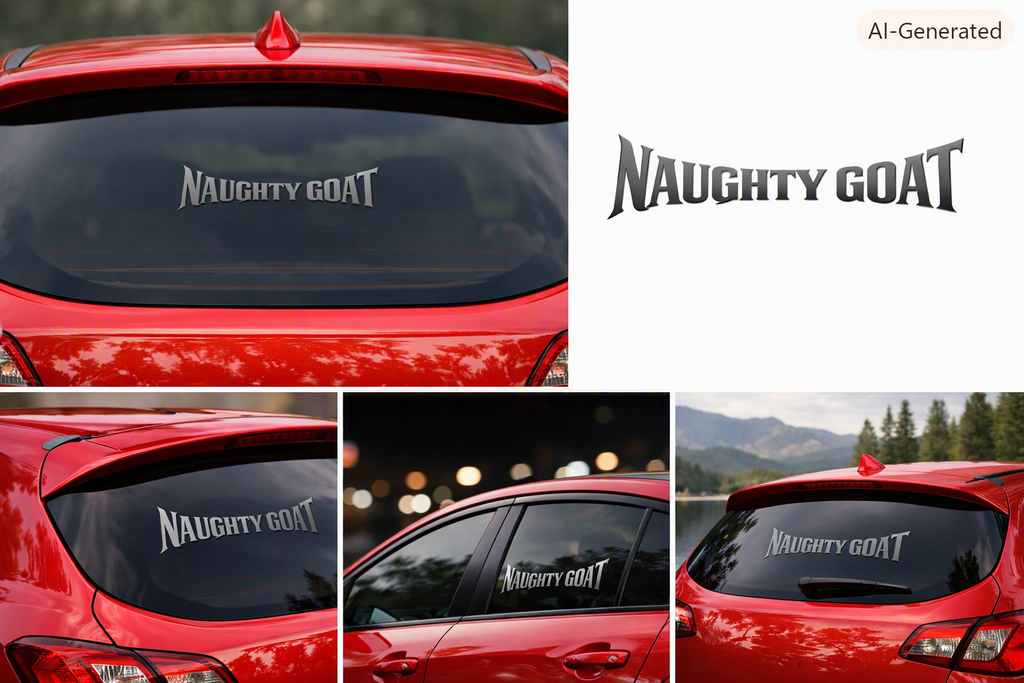 Naughty Goat Brand Name Decal