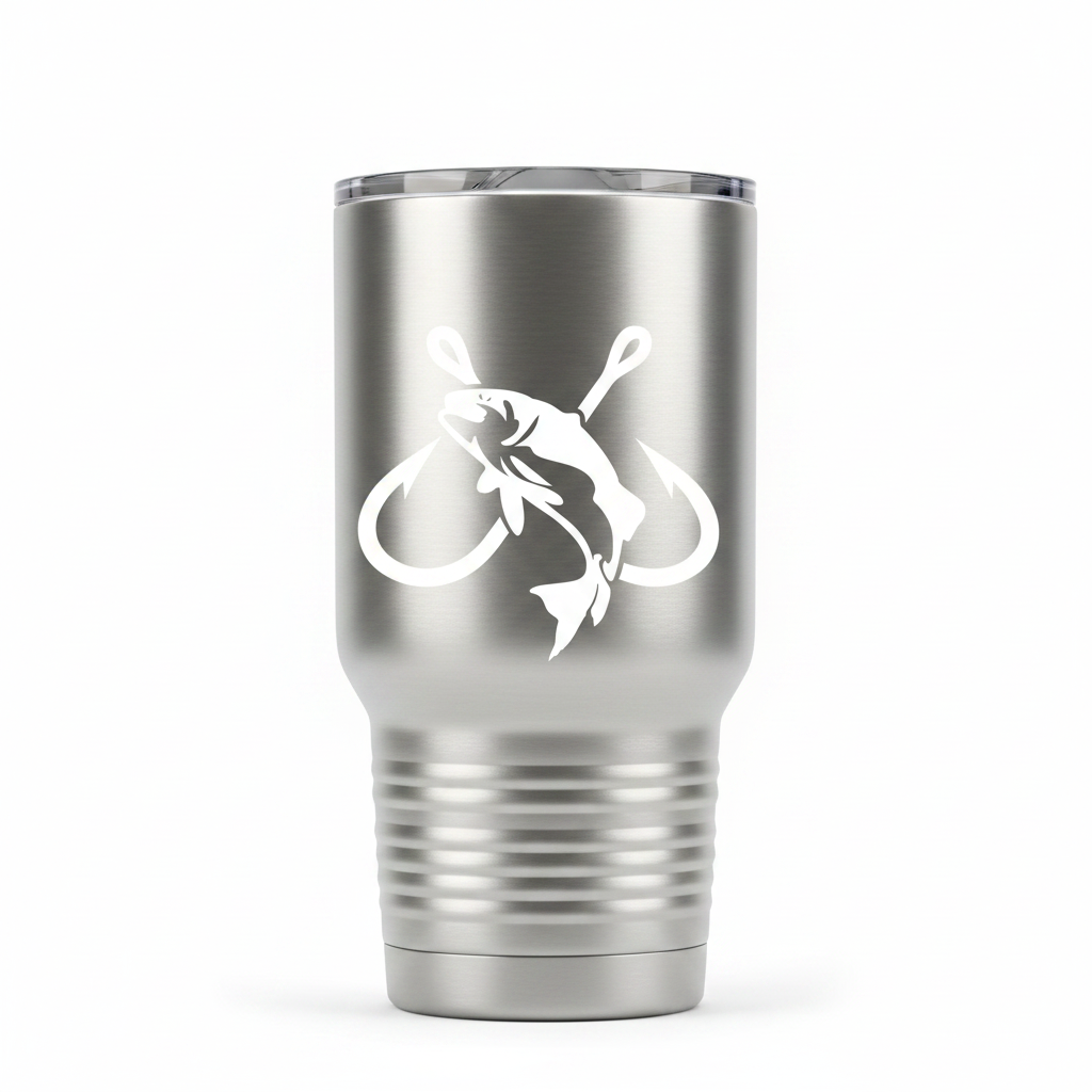 Fish & Two Fishhooks Decal