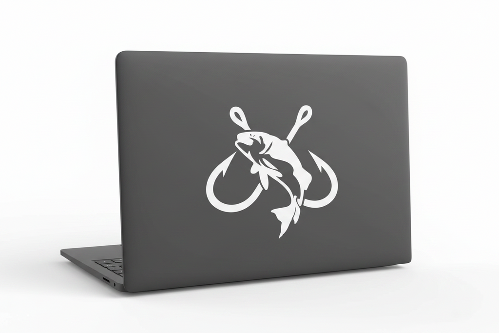 Fish & Two Fishhooks Decal