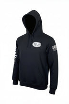Black jacket with a white logo 