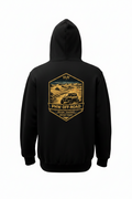 Black hoodie with 'PNW Off-Road' graphic on the back against a white background