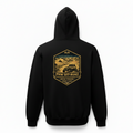 Black hoodie with 'PNW Off-Road' graphic on the back against a white background