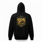 Black hoodie with 'PNW Off-Road' graphic on the back against a white background