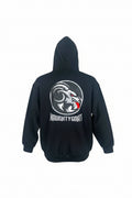 Black hoodie with 'Naughty Goat' logo on the back against a white background