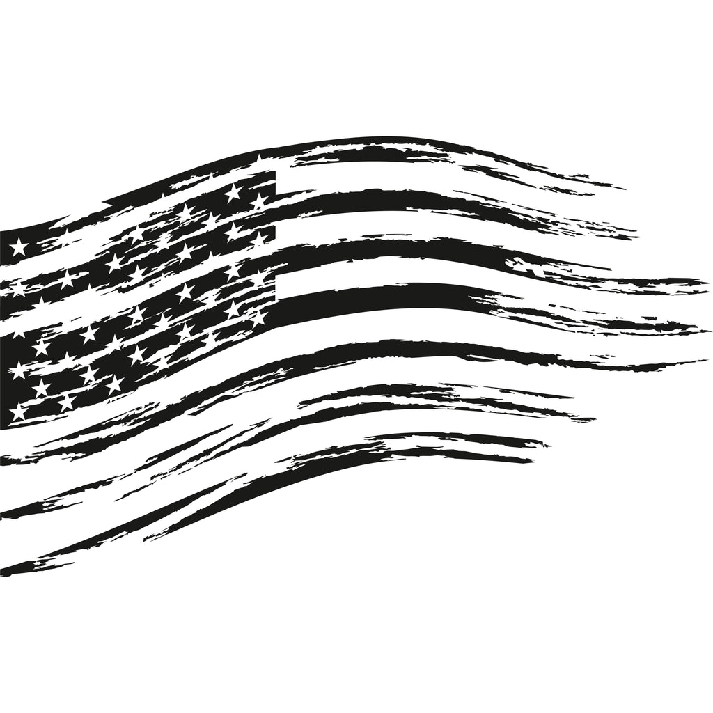 Distressed American Flag Decal(Gray/White/Black)