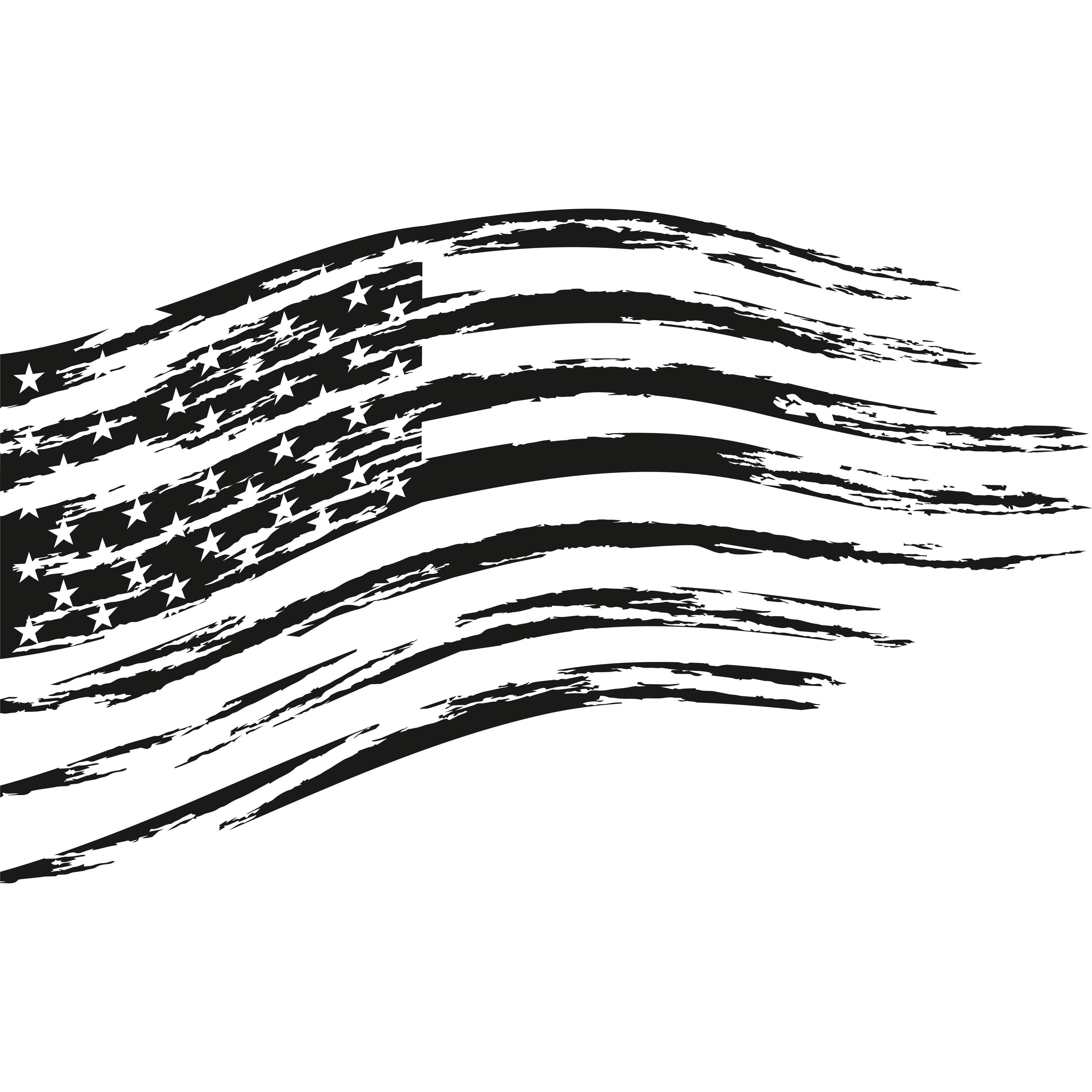 Distressed American Flag Decal(Gray/White/Black)